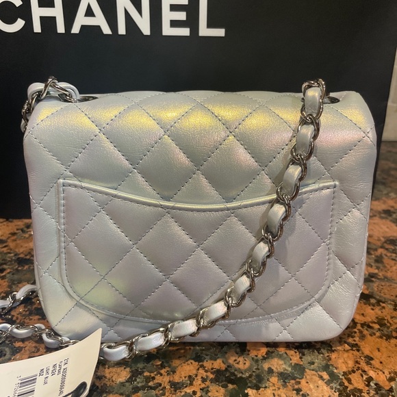 Chanel Square Mini Flap Bag in Light Blue And Metal Hardware - Picture 4 of 9